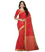 Mimosa Ikat Style Art Silk saree Color: Red  (5157-406-SD-RED)
