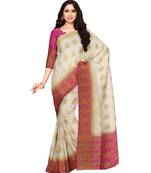 Mimosa Faux Kanjivaram Style Art Silk saree Color: Off-white  (5162-2828-2D-HW-RN)