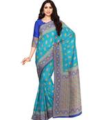 Mimosa Ikat Style Art Silk saree Color: Turquoise Blue  (5004-2741-2D-AN-RB)