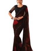 Black embroidered georgette saree with blouse