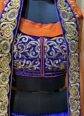Pure Micro Velvet Wedding Wear Lehenga In Blue With Embroidery And Crystal Stone Work 4