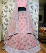 Soft Premium net Wedding Wear Lehenga In Pink With Embroidery And Crystal Stone Work