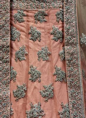 Soft Premium net Wedding Wear Lehenga In Pink With Embroidery And Crystal Stone Work 3