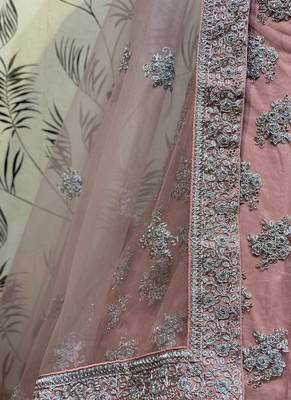 Soft Premium net Wedding Wear Lehenga In Pink With Embroidery And Crystal Stone Work 4