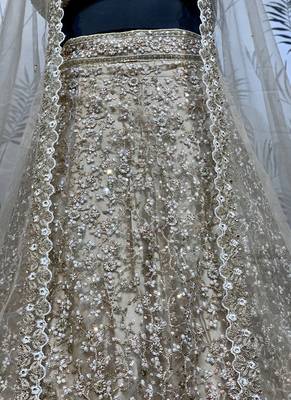 Soft Premium net Wedding Wear Lehenga In Golden With Embroidery And Crystal Stone Work 3