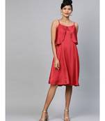 Red Satin Strappy Skater Dress