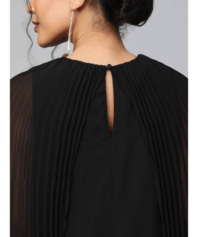 strapless open back dress Buy Lace Trim Pleated Cape Sleeve Maxi Dress, White / M Online At SR Store main image 1