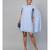 Blue Pleated Cape Dress