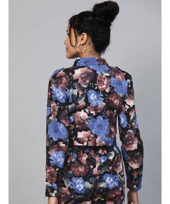 Blue Floral Crop Twill Jacket 3