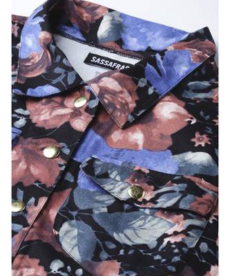 Blue Floral Crop Twill Jacket 5