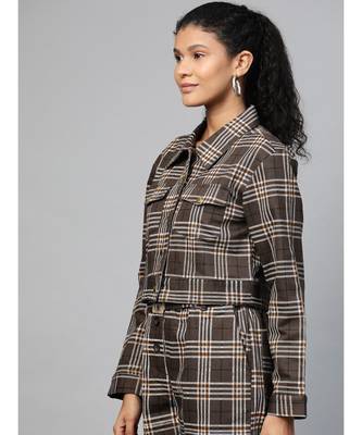 Brown Check Crop Twill Jacket 2