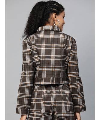 Brown Check Crop Twill Jacket 3