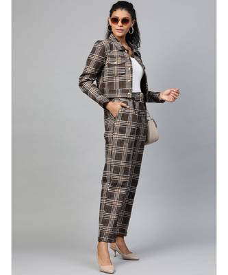 Brown Check Crop Twill Jacket 4
