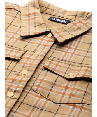 Beige Check Crop Twill Jacket 5