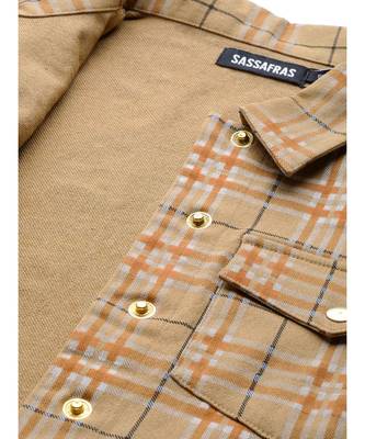 Beige Check Crop Twill Jacket 6