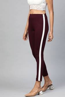 Burgundy Side Tape Jeggings