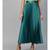 Green Satin Pleated Maxi Skirt