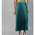 Green Satin Pleated Maxi Skirt