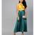 Green Satin Pleated Maxi Skirt