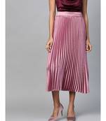 Lavender Satin Pleated Midi Skirt