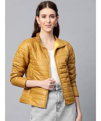 Mustard Zip-Pocket Quilted Puffer Jacket 1