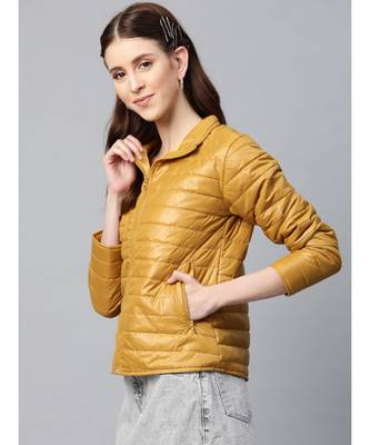 Mustard Zip-Pocket Quilted Puffer Jacket 2