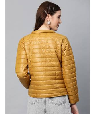 Mustard Zip-Pocket Quilted Puffer Jacket 3