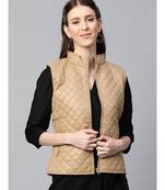 Khaki Sleeveless Quilted Puffer Jacket