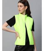 Neon Green Sleeveless Quilted Puffer Jacket