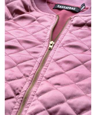 Lavender Satin Quilted Bomber Jacket 5