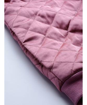Lavender Satin Quilted Bomber Jacket 6