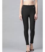 Black High Waist Show Elastic Striped Jeggings