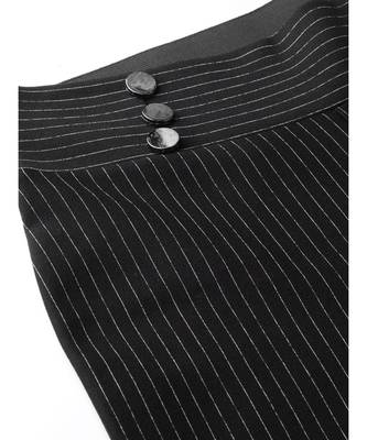 Black High Waist Show Elastic Striped Jeggings 5
