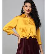 Mustard High Low Satin Shirt