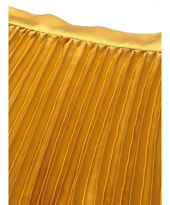 Mustard Satin Pleated Midi Skirt 5