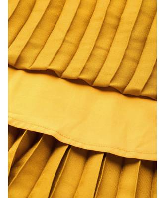 Mustard Satin Pleated Midi Skirt 6