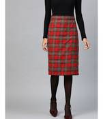 Red Check Pencil Skirt