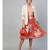 Red Floral Pleated Skirt
