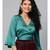 Emerald Green Wrap Crop Satin Top