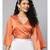 Orange Wrap Crop Satin Top