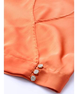 Orange Wrap Crop Satin Top 5