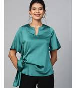 Emerald Green Side Tie Satin Top