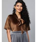 Brown Velvet Tie-Up Detail Top