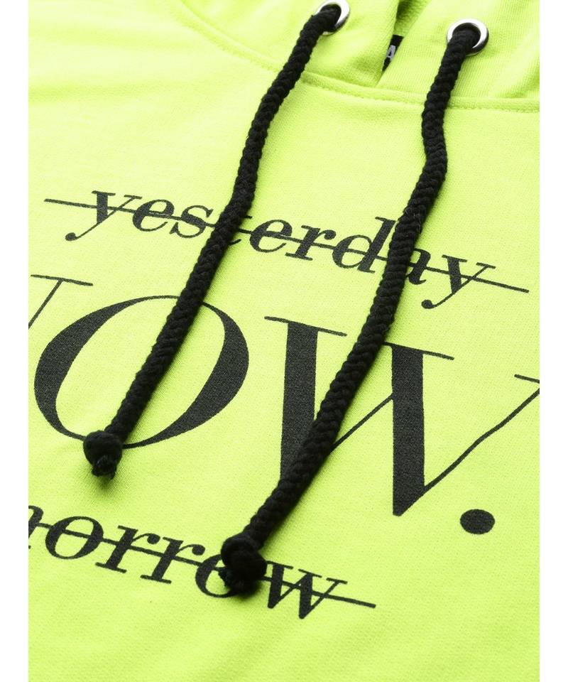 Neon Green Now-Print Terry Hoodie Sweat Dress - SASSAFRAS - 3376930 Neon Green Now-Print Terry Hoodie Sweat Dress - SASSAFRAS - 3376930