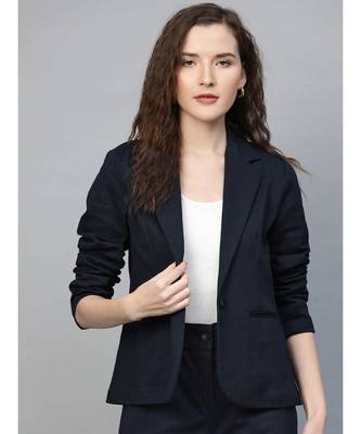 Navy Twill Single Button Classic Blazer 1