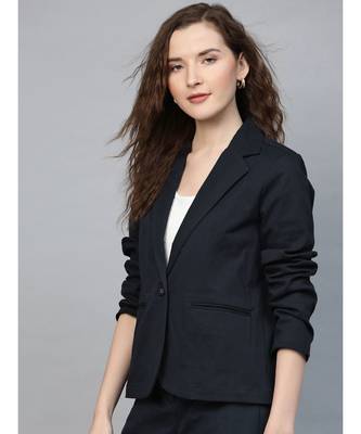 Navy Twill Single Button Classic Blazer 2