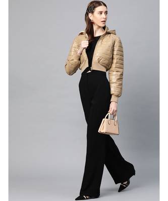 Khaki Hooded Crop Bomber Puffer Jacket 4