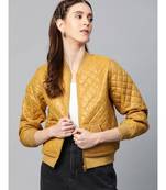 Mustard Quilted Bomber Jacket
