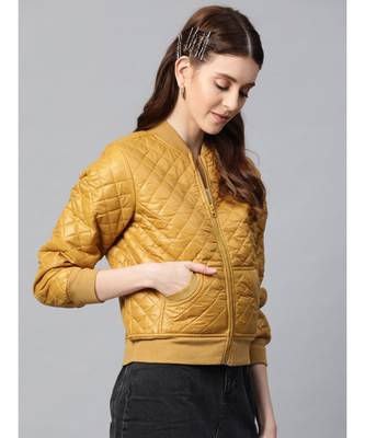 Mustard Quilted Bomber Jacket 2