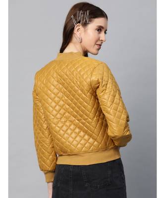 Mustard Quilted Bomber Jacket 3